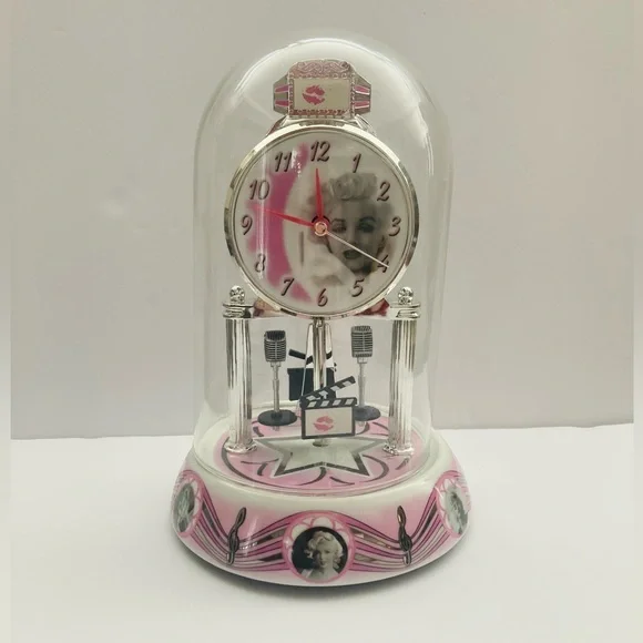 Vintage 2009 Marilyn Monroe Anniversary Porcelain Clock Rotating Pendulum/Dome - Picture 1 of 16